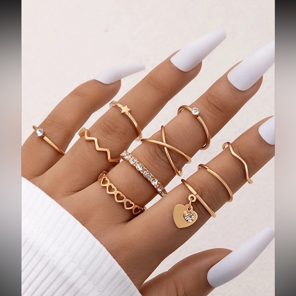 Boho Gold Tone Ring Set